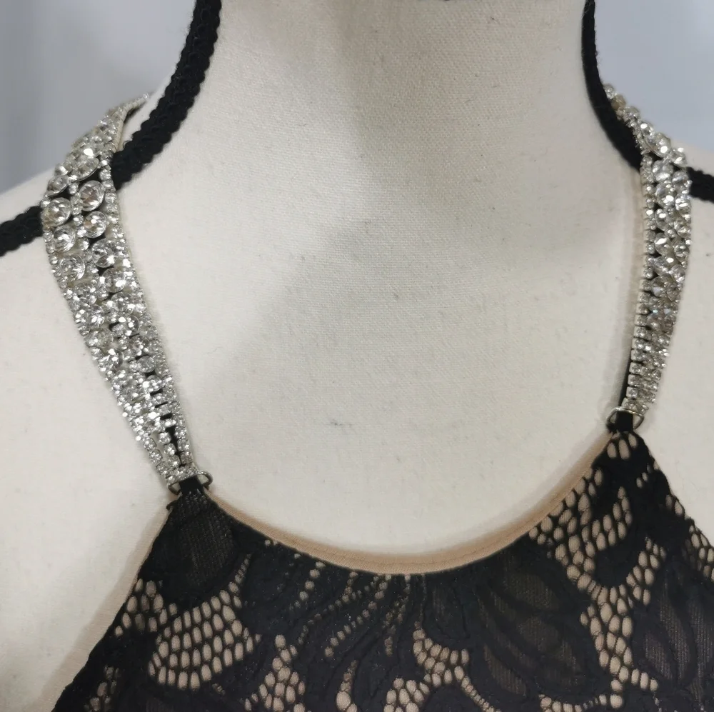 Betsy & Adam Black Lace Fit & Flare Mini Dress Cocktail Size 2 - Picture 6 of 9